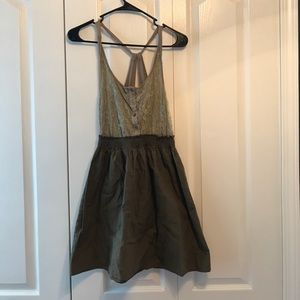 fit and flare racer back dress with lace